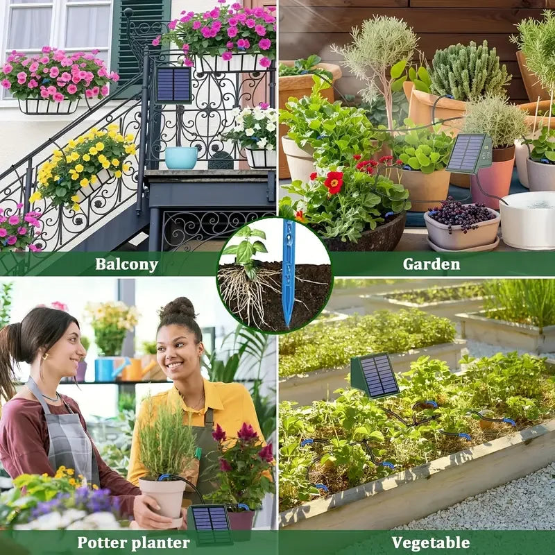 DIY Solar-Powered Automatic Drip Irrigation System – Self-Watering Kit for Raised Beds, Greenhouses & Balcony Plants