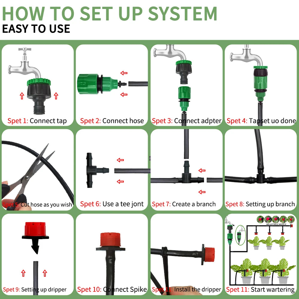 Portable Micro Drip Irrigation Kit – 20M Automatic Watering System with Adjustable Drippers