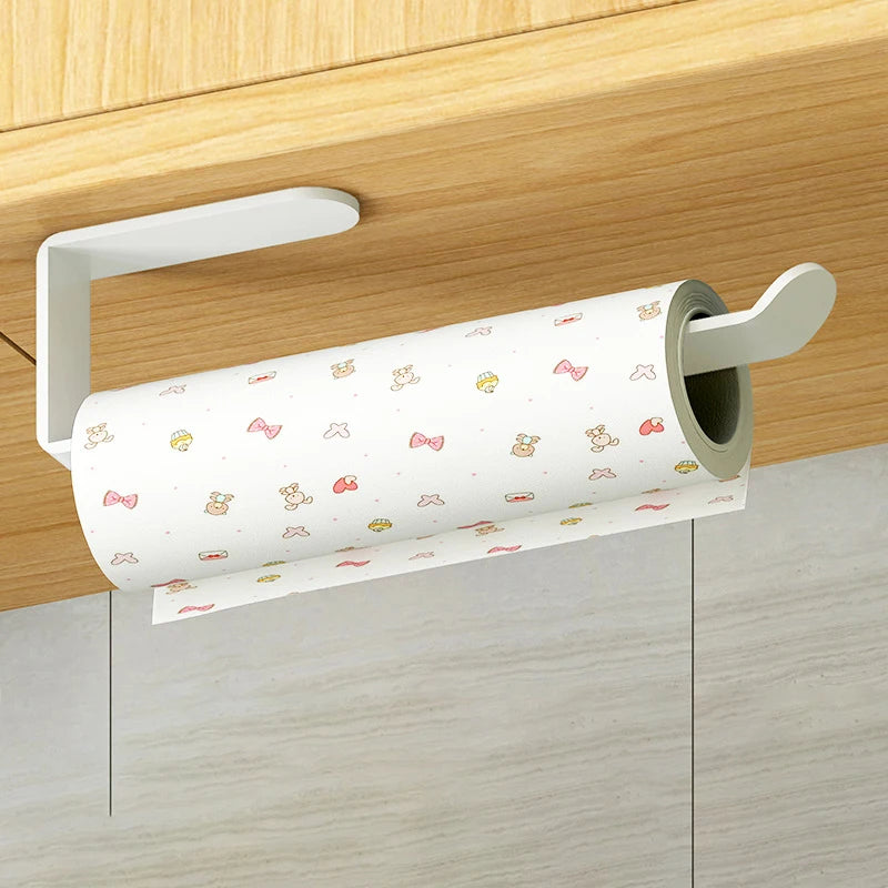 Self-Adhesive Wall-Mounted Tissue Holder – No-Drill Dual Toilet Paper & Hand Towel Organizer