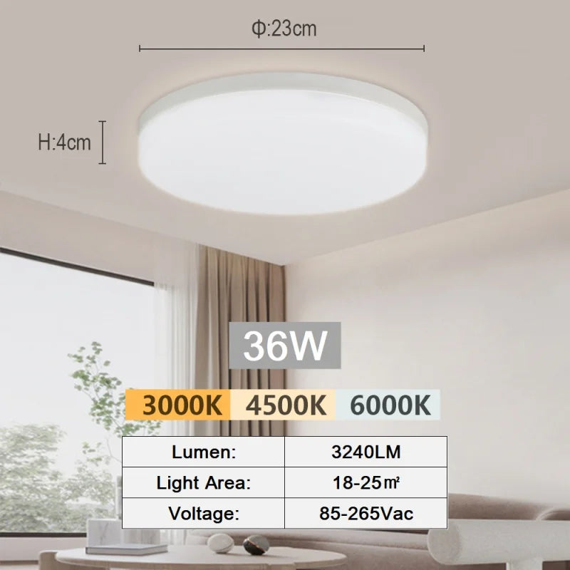 Modern LED Ceiling Lamp 18-48W Flush Mount 3000K-6000K Daylight Home Lighting for Bedroom Living Room Kitchen Hallway