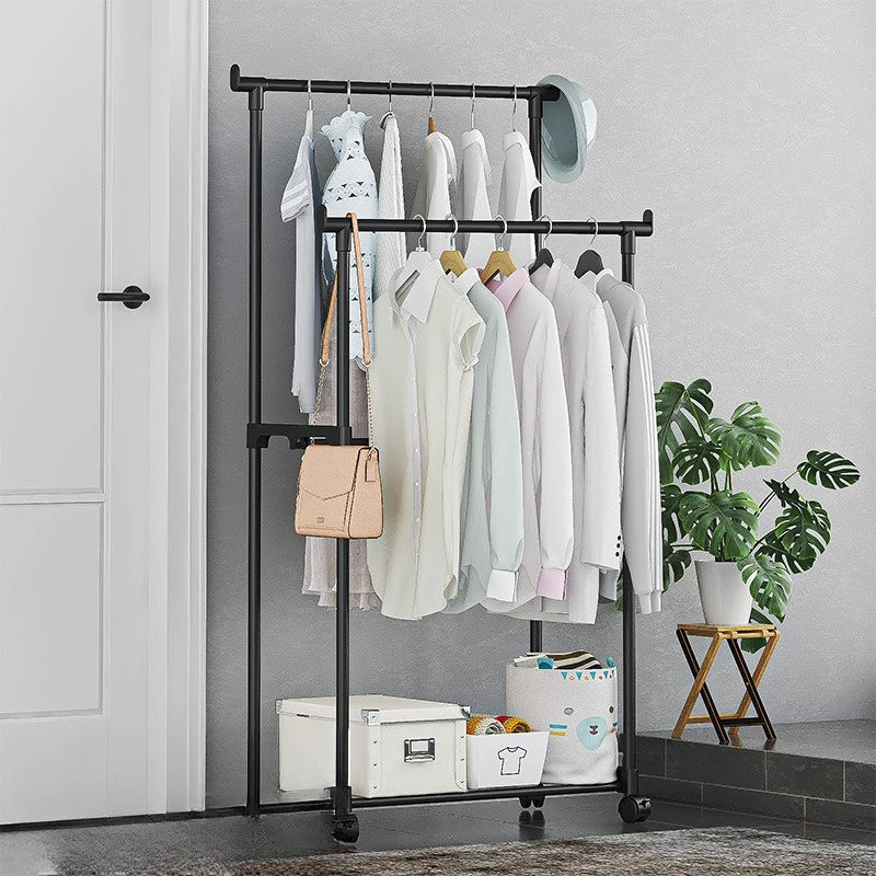 Multi-Function Floor Standing Clothes Drying Rack – Coat, Shoe & Hat Storage