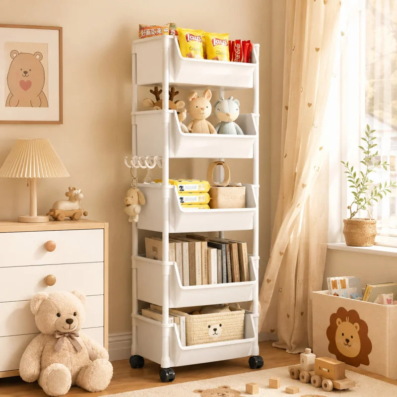Multi-Layer Mobile Storage Trolley – Rolling Shelf for Kitchen, Living Room & Bedroom