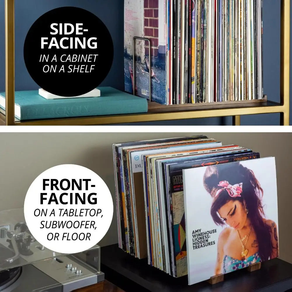 Adjustable Walnut Vinyl Record Stand – Portable Album Display Holder