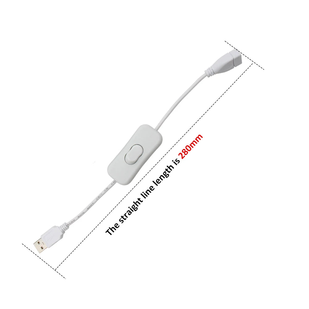 USB Extension Cable with On/Off Switch – Male to Female Power Cord for LED Strip Lights & Lamps