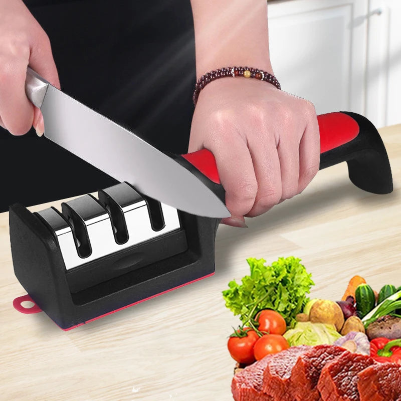 3-Stage Knife Sharpener – Handheld Multi-Purpose Kitchen Sharpening Tool