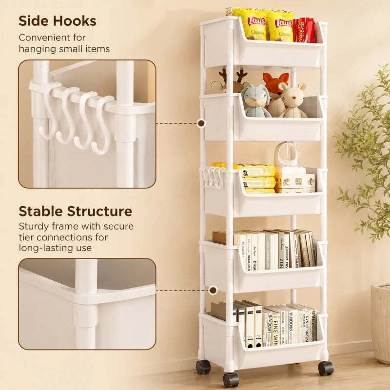 Multi-Layer Mobile Storage Trolley – Rolling Shelf for Kitchen, Living Room & Bedroom