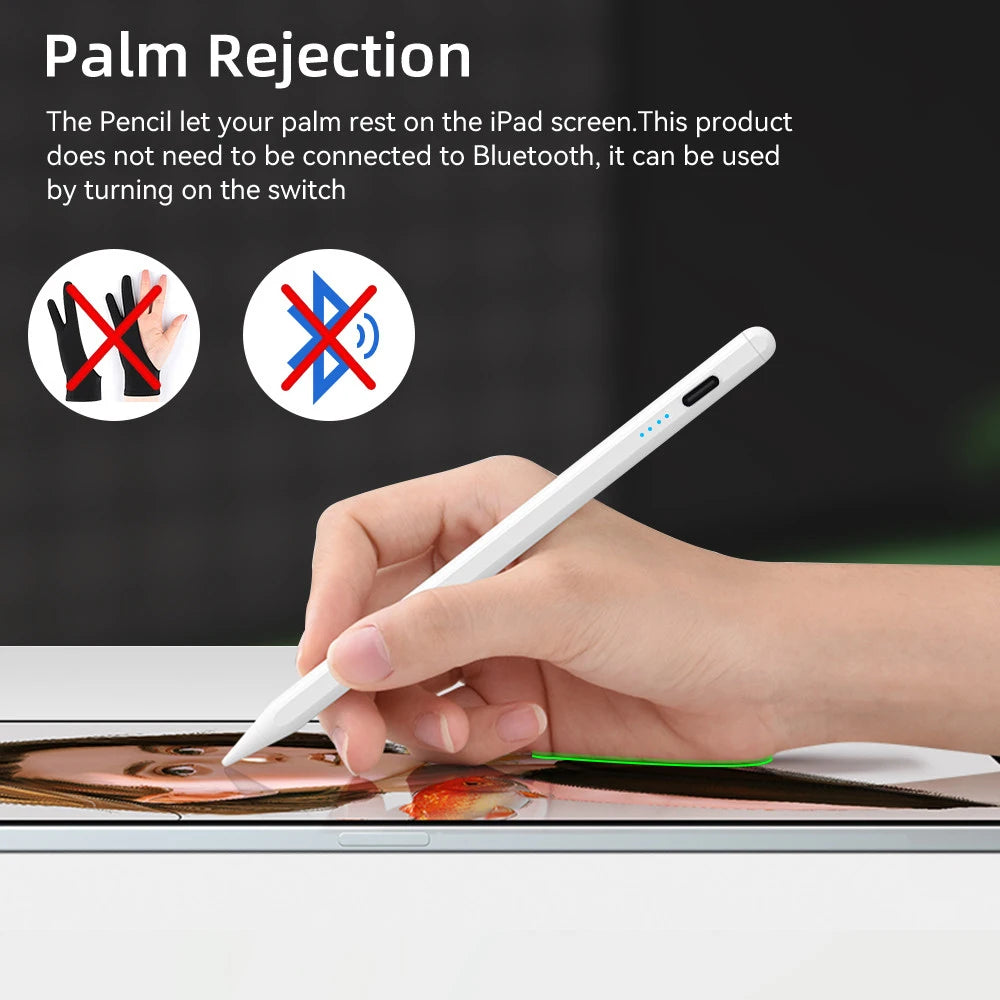 iPad Stylus Pen with Palm Rejection – Wireless Charging Compatible with iPad Pro, Air & Mini